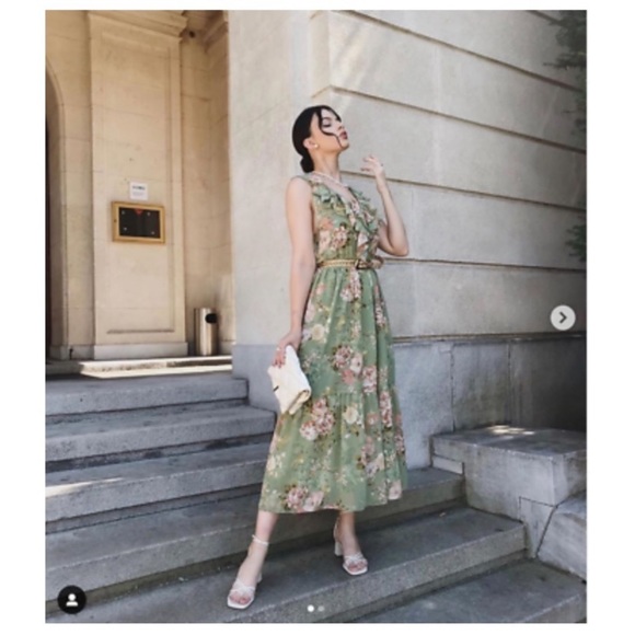 NWT Minimalist Zara Bohemian Ruffled Floral Print Midi Dress - Picture 2 of 16